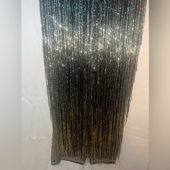 Mac Duggal 93584 LONG SLEEVE BEADED FRINGE EVENING GOWN - Picture 8 of 12